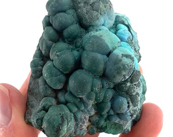 Botryoidal Chrysocolla on Malachite Specimen (Congo), raw chrysocolla, raw malachite, mineral specimen