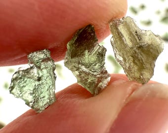 Genuine Moldavite Chips | Raw Tektite Crystals from Czech Republic (1 Gram, 3-10mm Pieces)
