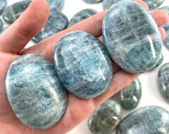 Aquamarine Palm stone, genuine aquamarine palmstone, pocket stone, worry stone, natural aquamarine