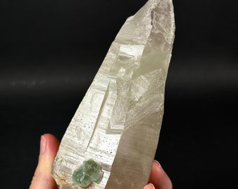Fluorite on Smoky Quartz (Namibia), green fluorite on quartz, smoky quartz crystal, rare minerals, rare crystals