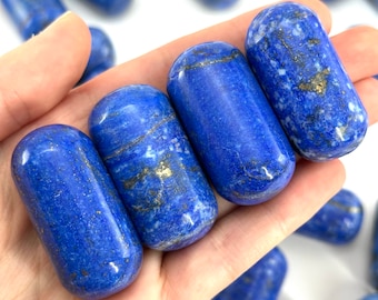 Lapis Lazuli Worry Stone | Polished Blue Tumbled Crystal Lingam (Third Eye Chakra)