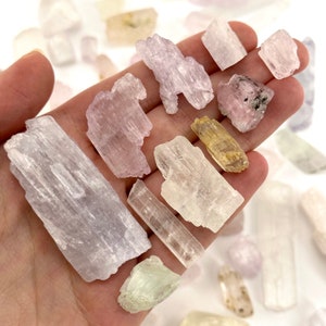 Raw Kunzite Crystal Specimen | Natural Pink, Clear, Colorful Gemstone