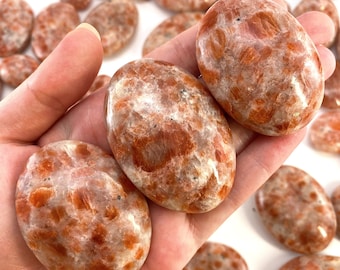 Sunstone Palm Stone (India) | sun stone palmstone, pocket stone, worry stone, Sunstone, flashy sunstone