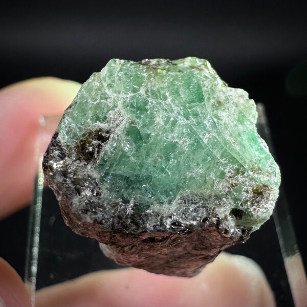 Natural Emerald with Mica (Pakistan) | beryl var. emerald, green emerald, raw emerald, emerald crystal, mineral specimen