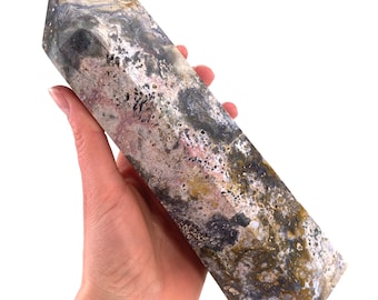 Ocean Jasper Point, orbicular jasper point, crystal point, ocean jasper crystal, orbicular jasper