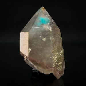 Double Terminated Ajoite Quartz Crystal with Copper Inclusions, South Africa