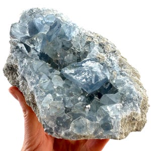 Raw Celestite Crystal Cluster | Natural Geode from Madagascar (1226g)