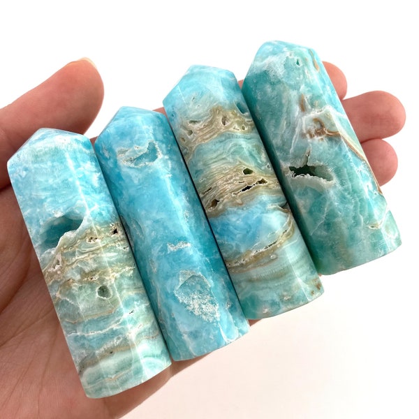 Blue Aragonite Point, blue aragonite tower, crystal point, blue aragonite crystal