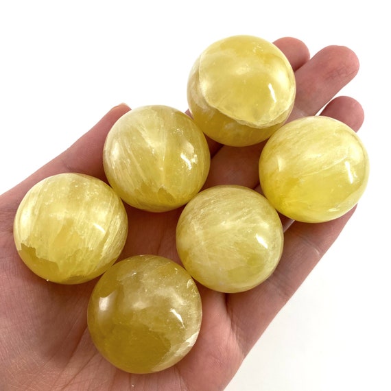 レモンカルサイトスフィア♡♡No.2708 BIGサイズ Lemon Calcite Sphere | Yellow Crystal Ball (27mm - 32mm) - Etsy