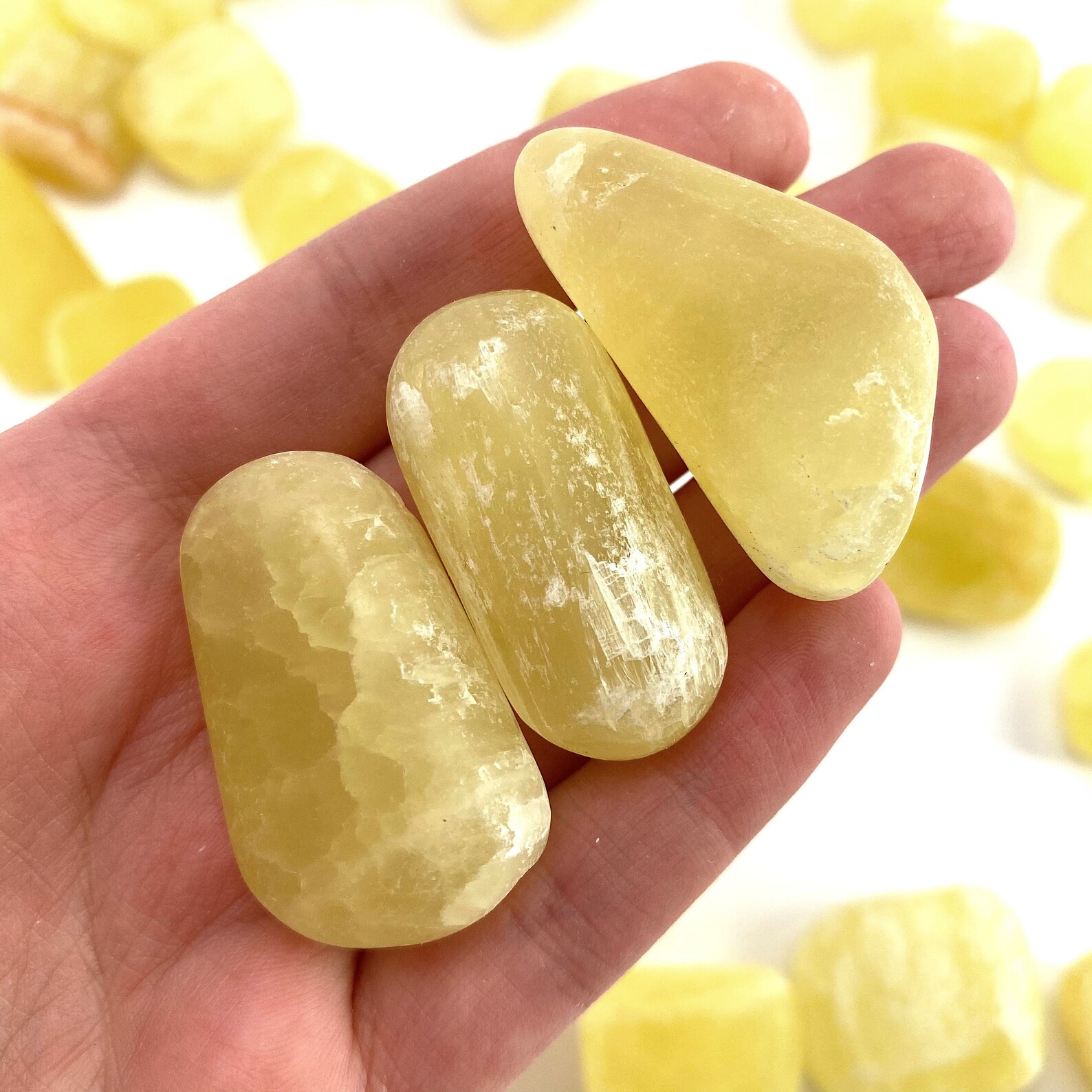 ONE tumbled lemon calcite natural yellow calcite polished Etsy