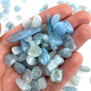 20g Aquamarine Tumbled Crystal Chips | Mini Polished Stones