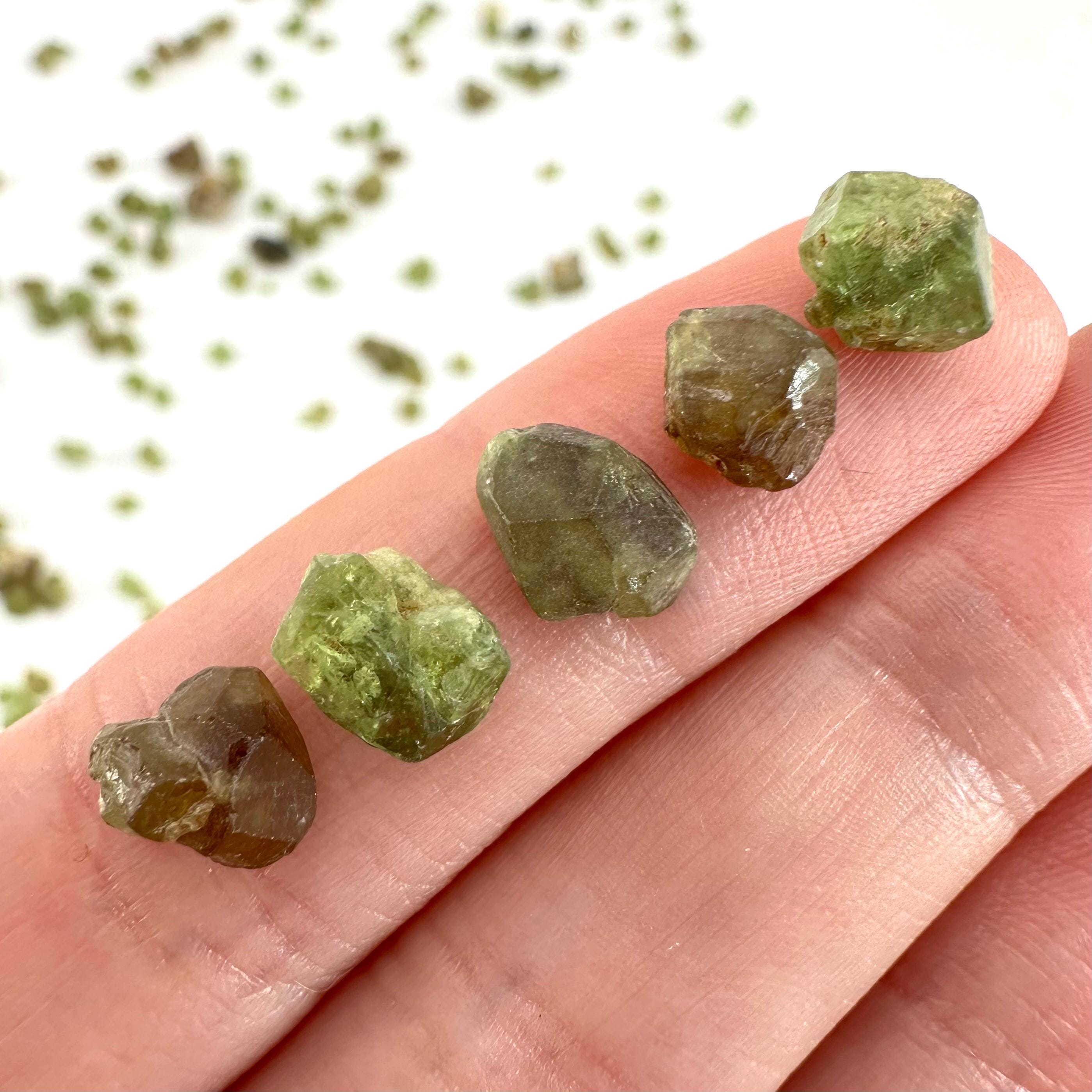 Demantoid Garnet | raw green garnet crystal, rare mineral specimen, January birthstone