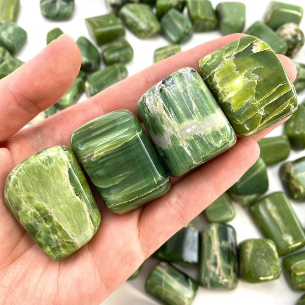 Rare! ONE tumbled tremolite, natural tremolite, polished tremolite, green tremolite tumble, tremolite crystal