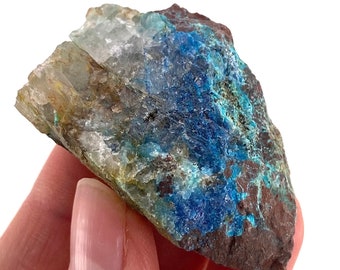 Shattuckite & Chrysocolla Specimen (Namibia), raw shattukite, raw chrysocolla, raw crystals