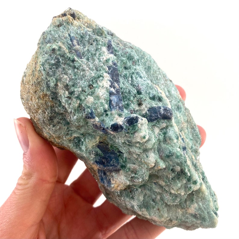 Blue Kyanite in Fuchsite Zimbabwe, raw blue kyanite, blue kyanite crystal, green fuchsite image 5