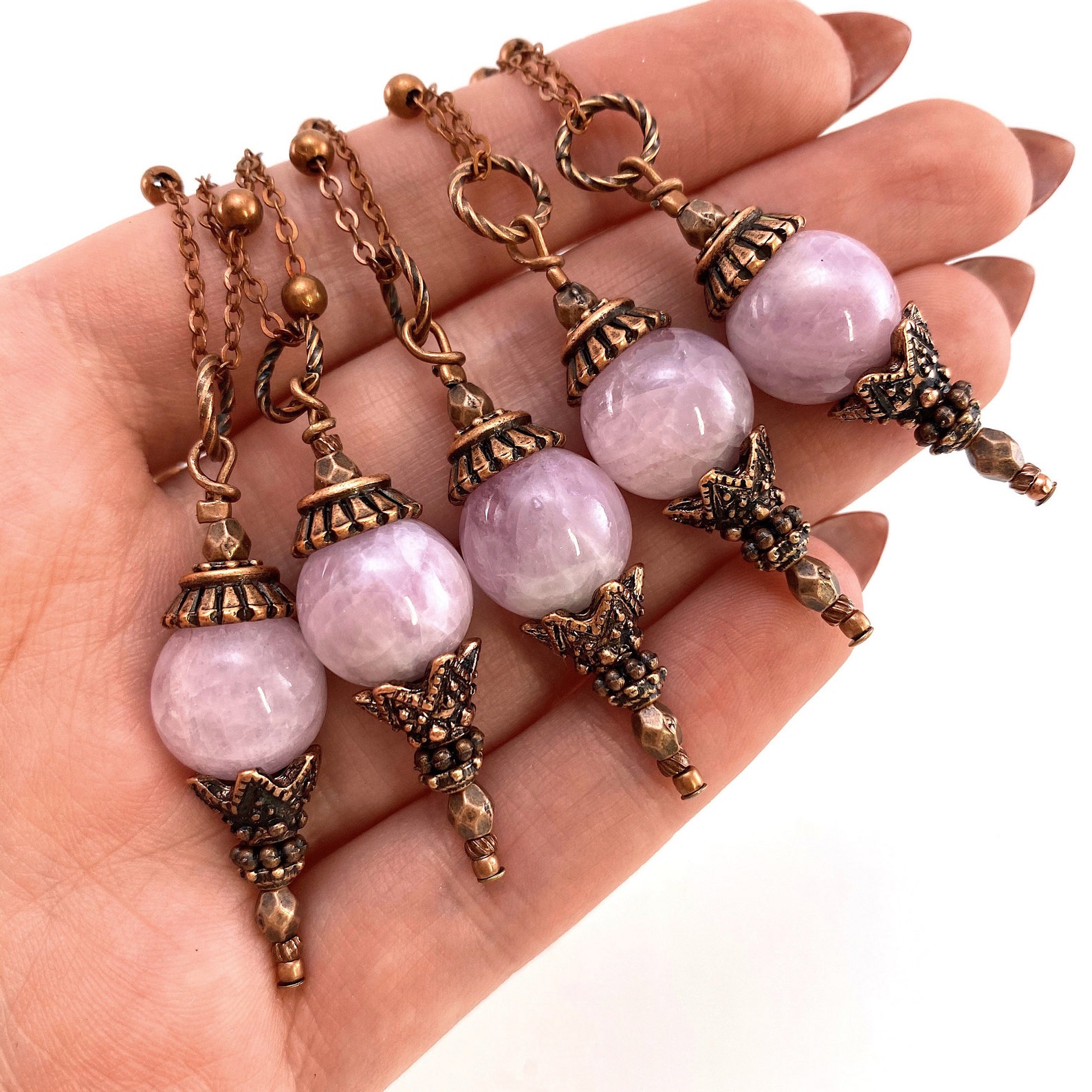 Pink Kunzite Necklace Pink Kunzite Drop Necklace Bead Etsy