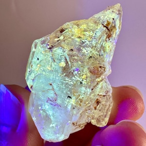 Firefly Petroleum Quartz (Madagascar) | UV reactive quartz crystal, fluorescent minerals, uv crystals, rare mineral specimen, crystal gift