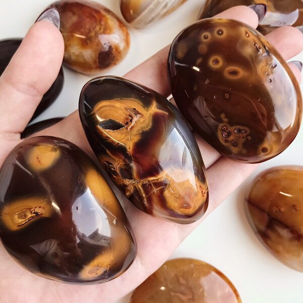 Orange Karneol Palmenstein, Karneol Palmstein, poliert Karneol, rot Karneol, Chakra Palmstein