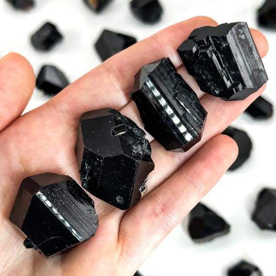 Black Tourmaline Crystal | raw mineral specimen, protection stones