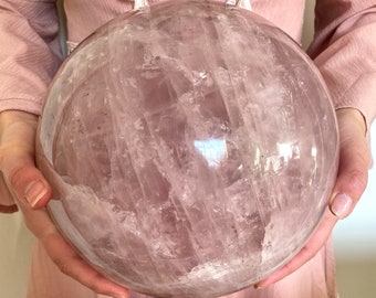 XXXL Massive Rose Quartz Sphere, rose quartz ball, crystal sphere, crystal ball, rose quartz, large rose quartz sphere