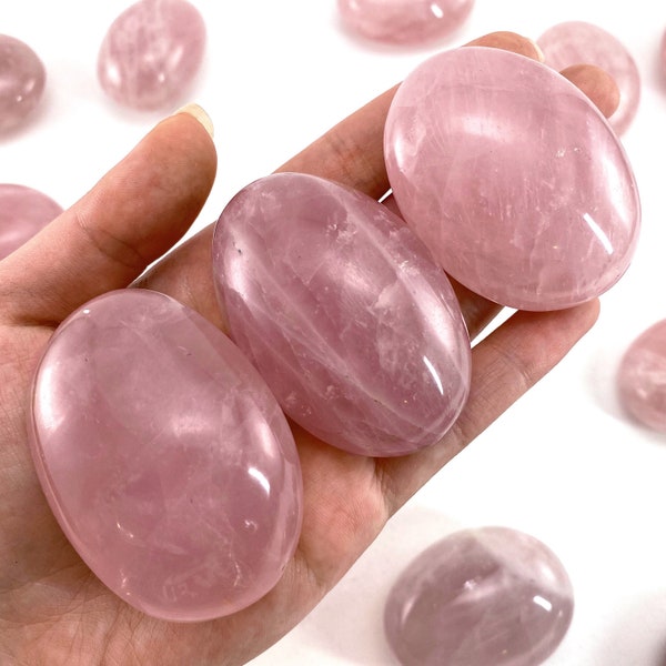 Rose Quartz Palm Stone, pink rose quartz, polished rose quartz, rose quartz palmstone, chakra palm stone