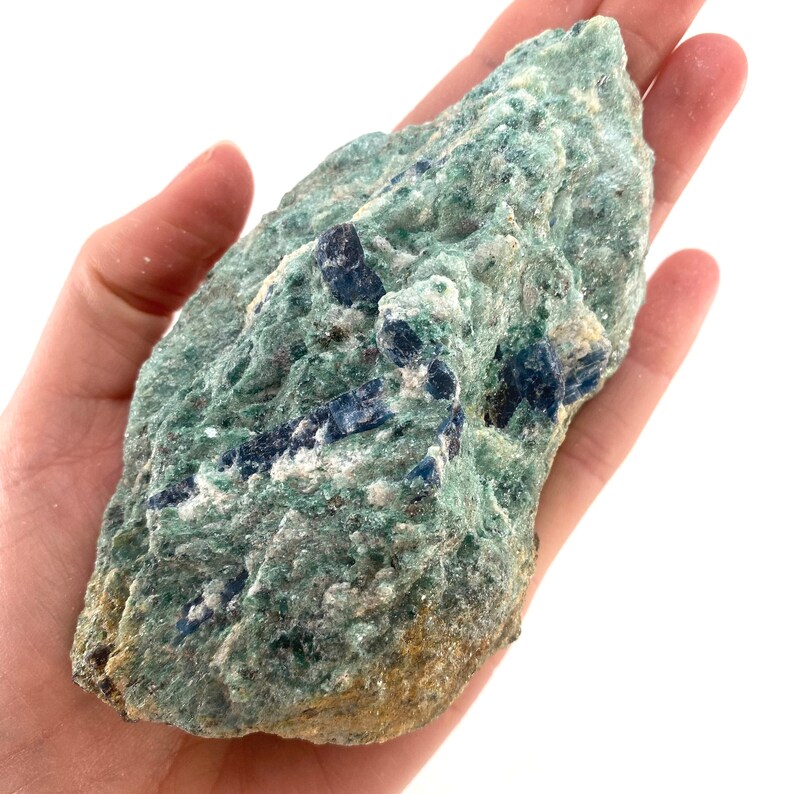 Blue Kyanite in Fuchsite Zimbabwe, raw blue kyanite, blue kyanite crystal, green fuchsite image 3