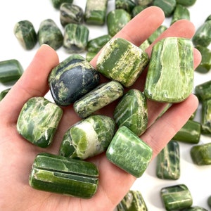 Rare ONE tumbled tremolite, natural tremolite, polished tremolite, green tremolite tumble, tremolite crystal image 7