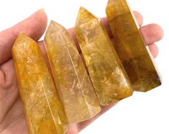 Golden Healer Quartz Point, Yellow Hematoid mini tower, crystal point, golden healer quartz crystal, yellow quartz