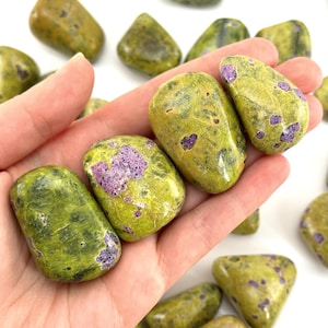 Atlantisite Tumbled Stone | Polished Stichtite with Serpentine Crystal Worry Stone (Heart Chakra)