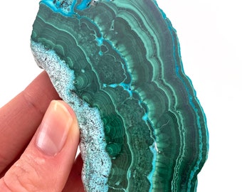 Malachite & Chrysocolla Slice (Congo), natural malachite, malachite slice, malachite slab, malacolla slice, polished malachite