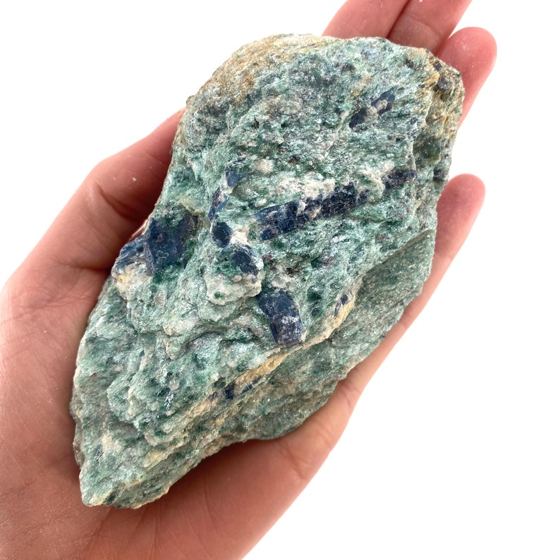 Blue Kyanite in Fuchsite Zimbabwe, raw blue kyanite, blue kyanite crystal, green fuchsite image 7