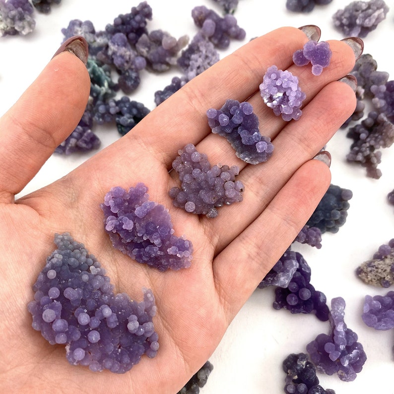 ONE Grape Amethyst Cluster Indonesia mini grape agate, raw grape agate, grape agate crystal, purple grape agate image 2