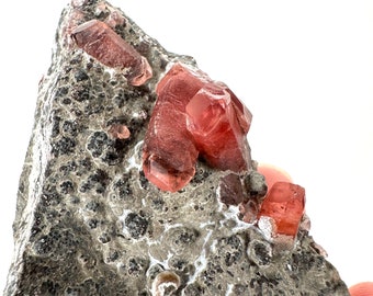 Rhodochrosite on Matrix (Peru) | rhodochrosite crystal, rare crystals, mineral specimen, rare minerals, natural rhodochrosite