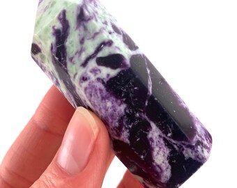 Kammererite Point, polished kammererite, kammererite crystal, kammererite tower, kammererite wand