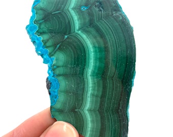 Malachite & Chrysocolla Slice (Congo), natural malachite, malachite slice, malachite slab, malacolla slice, polished malachite