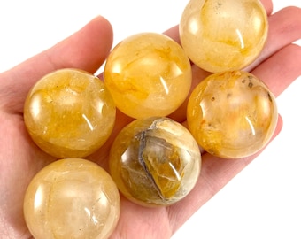 Golden Healer Quartz Sphere | Polished Yellow Crystal Ball (Solar Plexus Chakra)