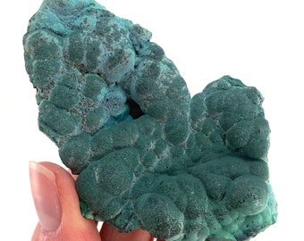 Botryoidal Chrysocolla on Malachite Specimen (Congo), raw chrysocolla, raw malachite, mineral specimen