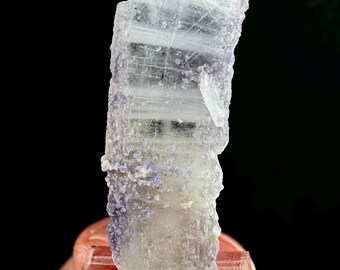 Purple Fluorite on Barite | raw baryte crystal cluster, mineral specimen
