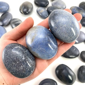 Blue Lazulite Palm Stone | Polished Crystal Worry Stone (Throat Chakra)
