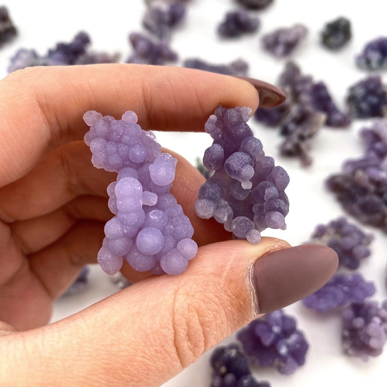 ONE Grape Amethyst Cluster Indonesia mini grape agate, raw grape agate, grape agate crystal, purple grape agate image 3