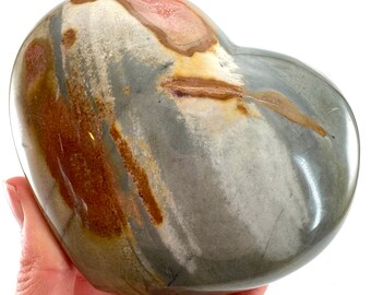 Polychrome Jasper Heart Palmstone | Desert Crystal (11 x 9 Cm)
