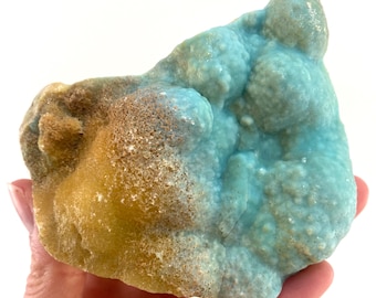 Blue Aragonite (Afghanistan), blue aragonite specimen, raw aragonite, botryoidal aragonite crystal