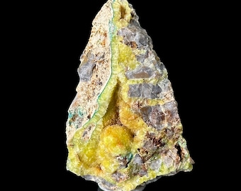 Wavellit mit Türkis | gelb-blaue Kristallgruppe, Mineralienprobe aus Spanien