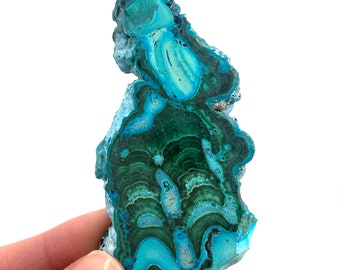 Malachite & Chrysocolla Slice (Congo), natural malachite, malachite slice, malachite slab, malacolla slice, polished malachite