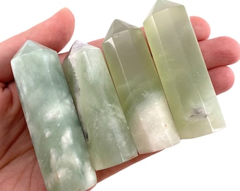 New Jade Point, serpentine jade, light green new jade tower, crystal point, new green jade crystal, crystal point