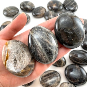 Grey Moonstone Palm Stone | Polished Crystal Worry Stone (Third Eye Chakra)