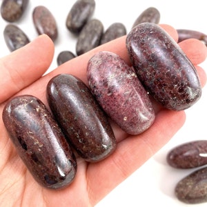 Garnet Polished Stone | red garnet, tumbled garnet crystal, garnet palm stone, tumbled stones, tumbled crystals, lingam, January birthstone