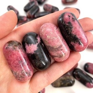 Rhodonite Worry Stone | Polished Pink Tumbled Crystal Lingam (Heart Chakra)