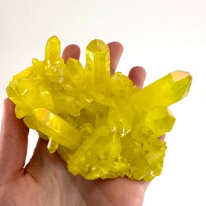 Lemon Aura Quartz Crystal Cluster | Yellow Shimmer (11x6.5cm, 276g)