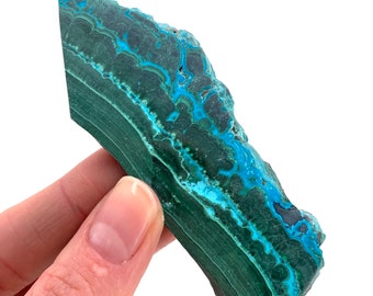 Malachite & Chrysocolla Slice (Congo), natural malachite, malachite slice, malachite slab, malacolla slice, polished malachite